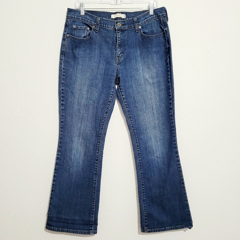 Levi’s 515 Bootcut Jeans Women’s Size 12 S Blue Denim Stretch Studded Pockets - Picture 2 of 15